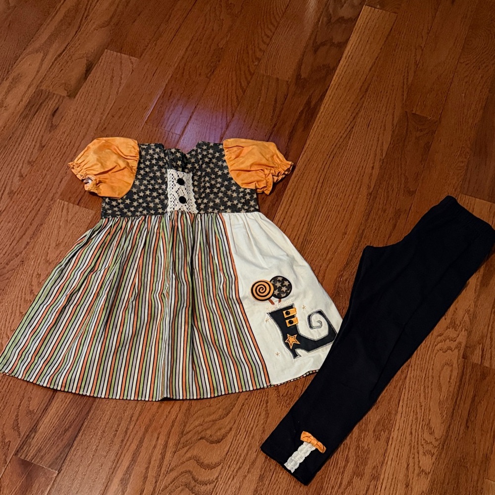 Ric Rac & Ruffles Fall tunic set with stars, stripes, and witches boot